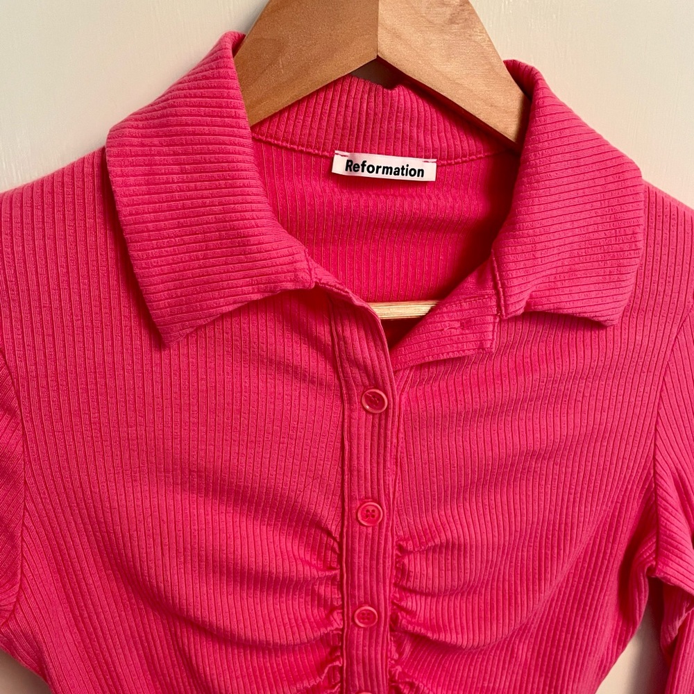 Reformation Ribbed Button Down Top - image 2